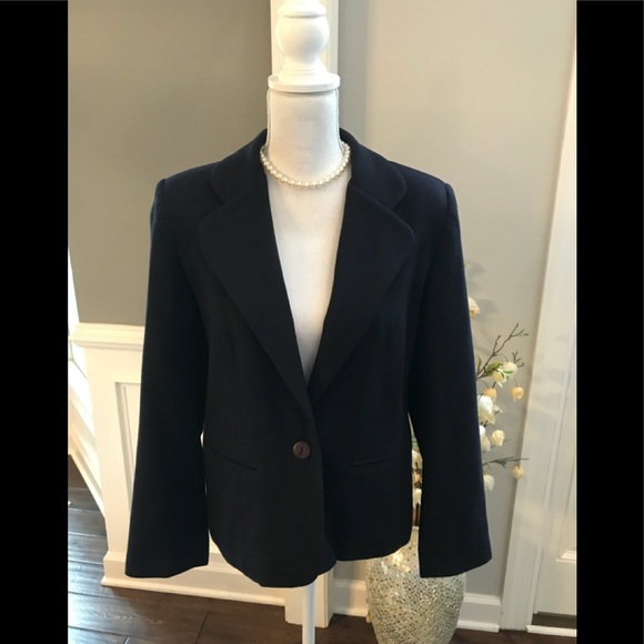 ⚜️ Adolfo Navy Blue Wool Blazer - Size 8 - Picture 1 of 3